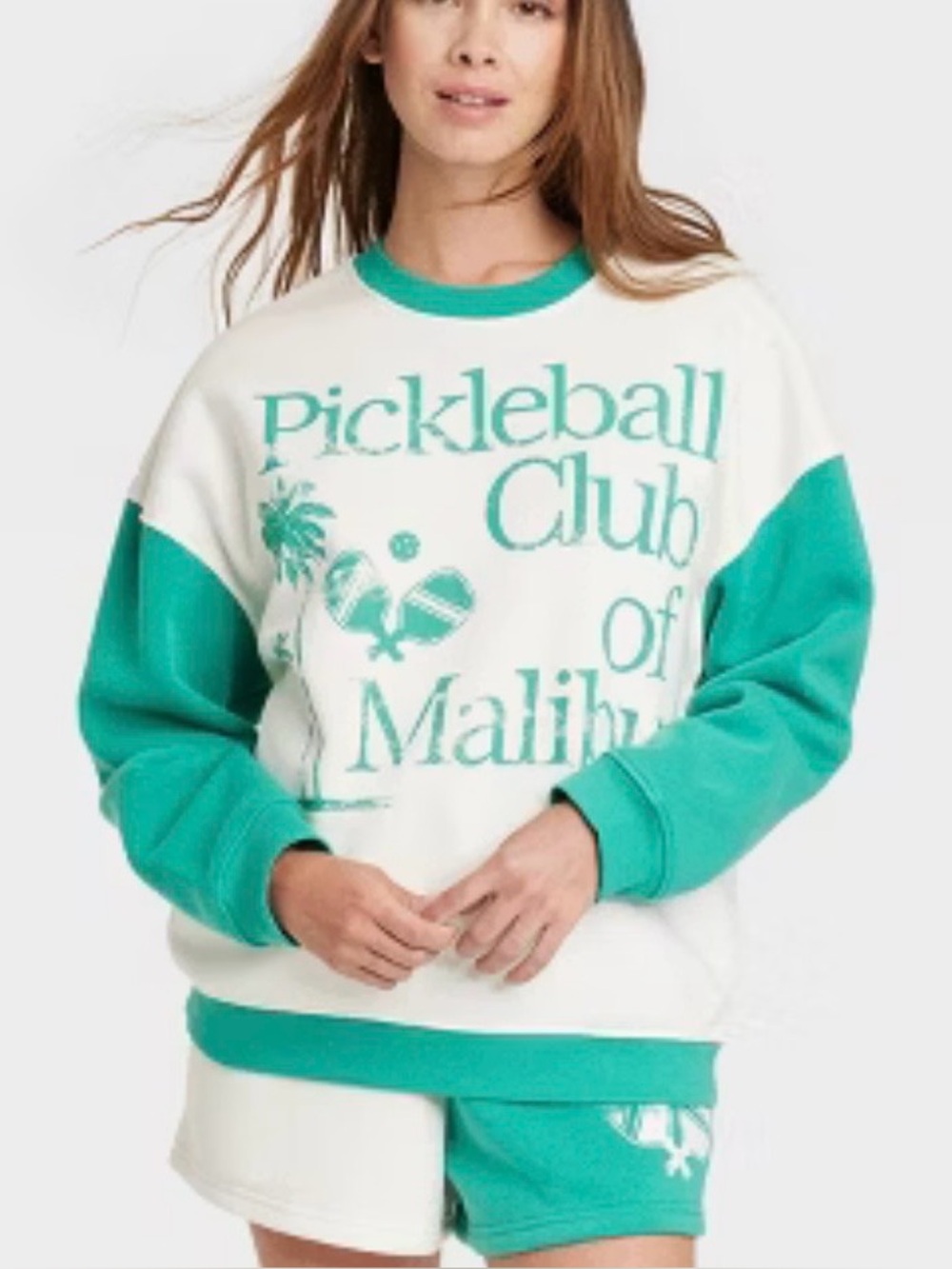 Pickleball Club Malibu Teal and White Shorts Set L nwt